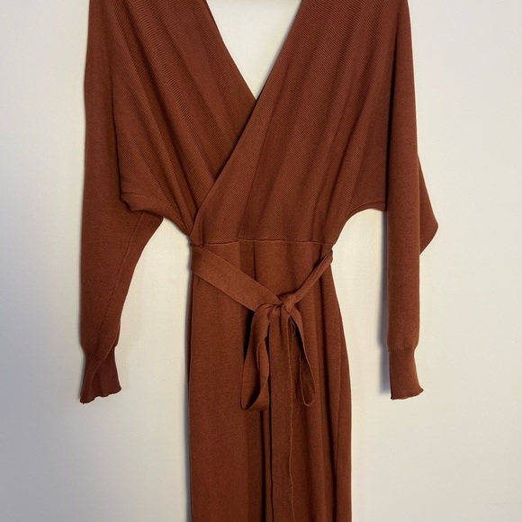 Womens Long Knitted Dress Sexy Wrap Sweater Long Sleeves Occasion Chic Fitted - Picture 6 of 16